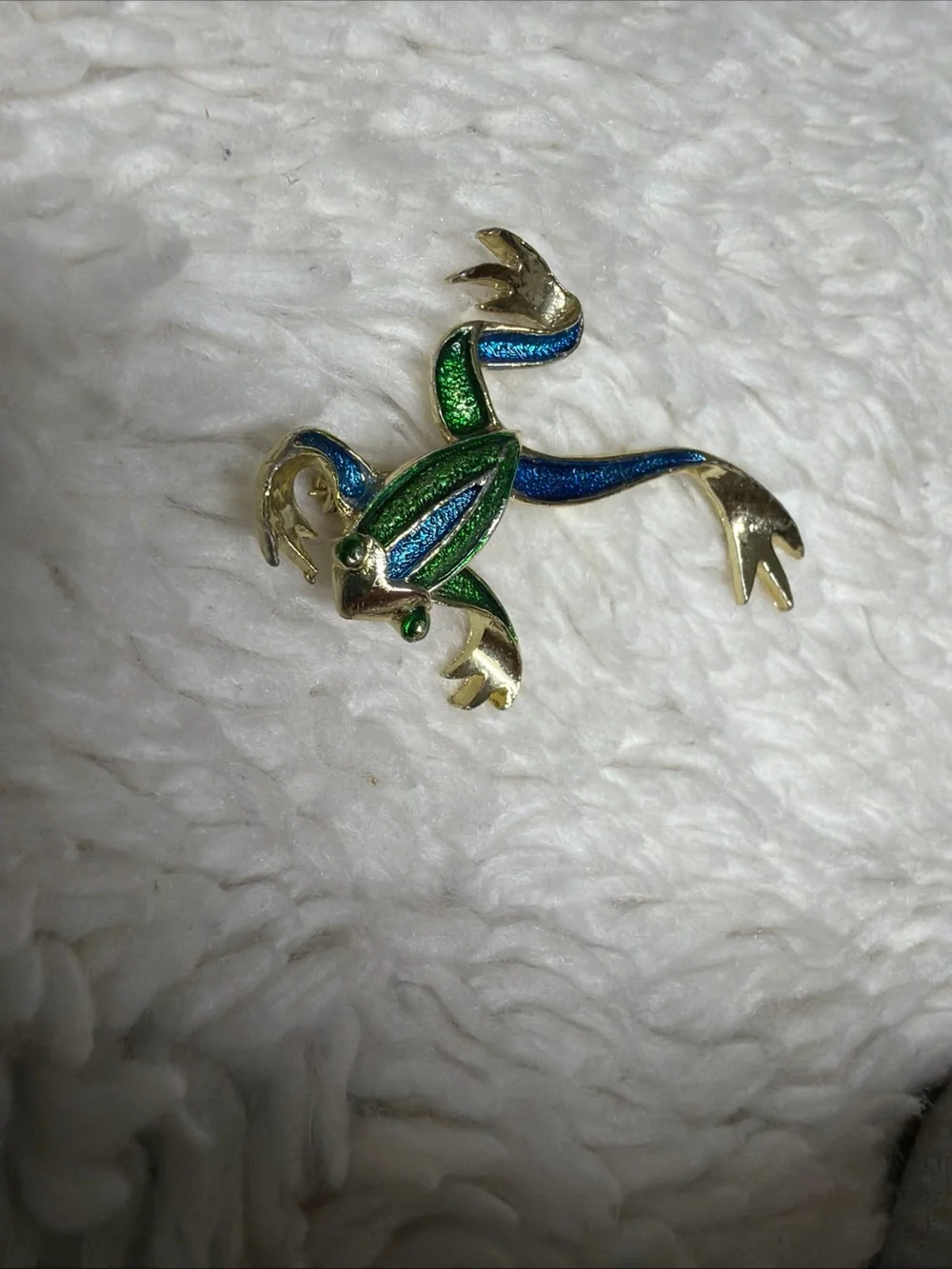 Gerry’s Gold-Tone Blue & Green Frog Pin -